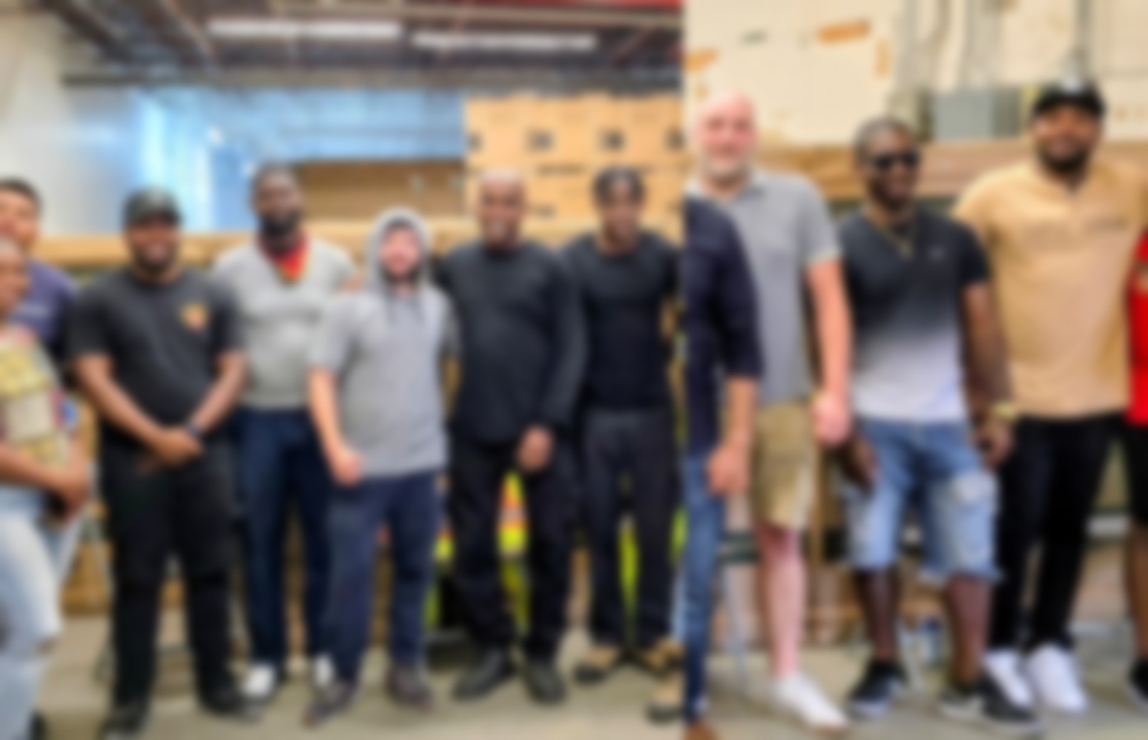 CARE delivery and installation team at the warehouse